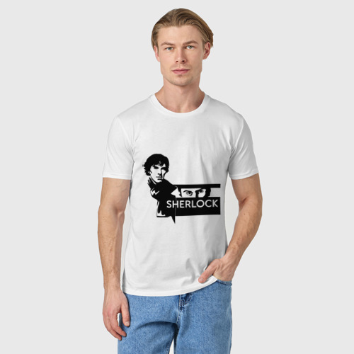 Мужская футболка хлопок T-shirt Sherlock, цвет белый - фото 3