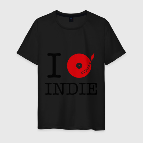 Мужская футболка хлопок I love Indie, цвет черный