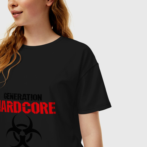 Женская футболка хлопок Oversize Generation Hardcore, цвет черный - фото 3