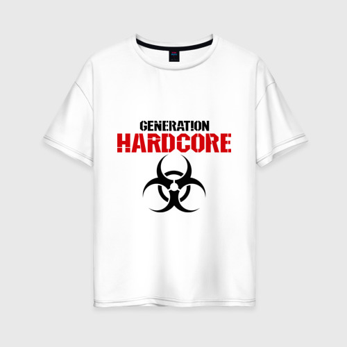 Женская футболка оверсайз из хлопка с принтом Generation Hardcore, вид спереди №1