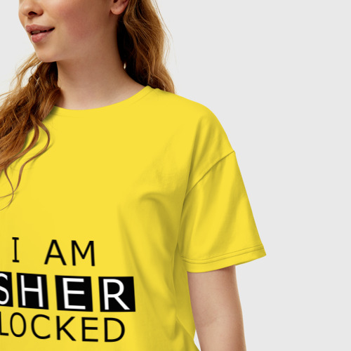 Женская футболка хлопок Oversize I am sherlocked, цвет желтый - фото 3