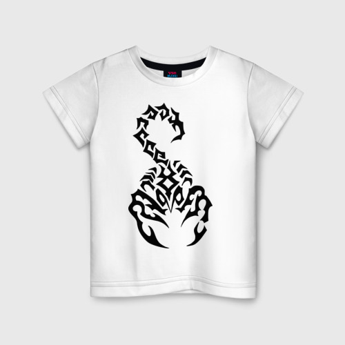 Детская футболка хлопок Скорпион черный, цвет белый