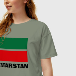Женская футболка хлопок Oversize Флаг Татарстана - фото 2
