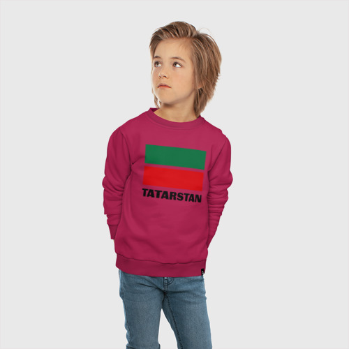 Детский свитшот хлопок с принтом Флаг Татарстана, вид сбоку #3