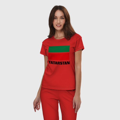 Женская пижама хлопок Флаг Татарстана, цвет красный - фото 3