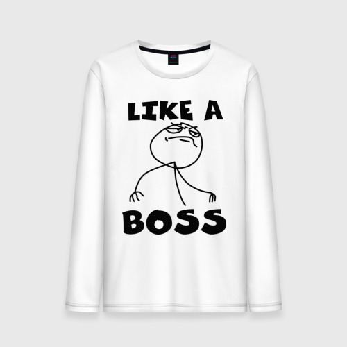 Мужской лонгслив хлопок Like a boss, цвет белый