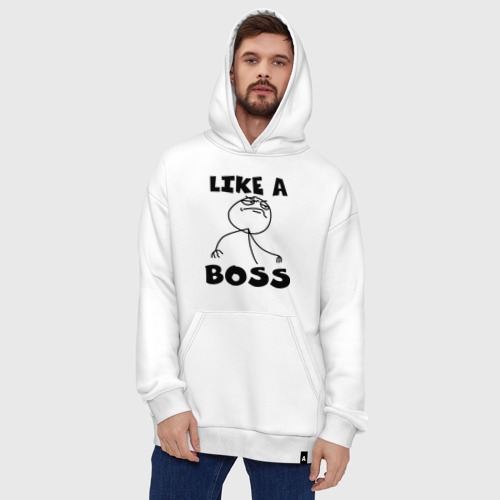 Худи SuperOversize хлопок Like a boss, цвет белый - фото 5