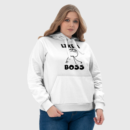 Женская толстовка хлопок Like a boss, цвет белый - фото 6