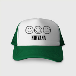 Кепка тракер с сеткой Nirvana logo - happy, dead, wink emoji