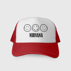 Кепка тракер с сеткой Nirvana logo - happy, dead, wink emoji