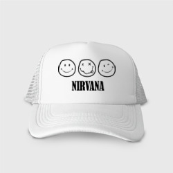 Кепка тракер с сеткой Nirvana logo - happy, dead, wink emoji