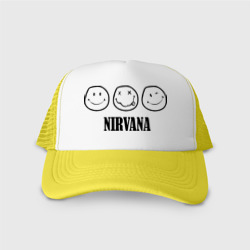 Кепка тракер с сеткой Nirvana logo - happy, dead, wink emoji