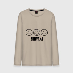 Мужской лонгслив хлопок Nirvana logo - happy, dead, wink emoji