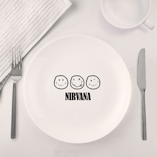 Набор: тарелка + кружка Nirvana logo - happy, dead, wink emoji - фото 4