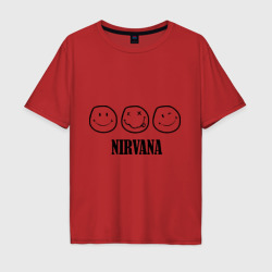 Мужская футболка хлопок Oversize Nirvana logo - happy, dead, wink emoji