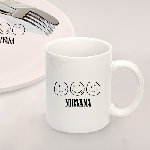 Набор: тарелка + кружка Nirvana logo - happy, dead, wink emoji - фото 2