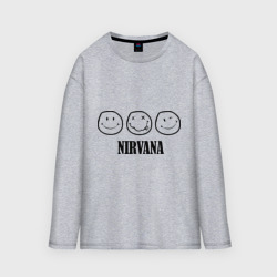 Мужской лонгслив oversize хлопок Nirvana logo - happy, dead, wink emoji