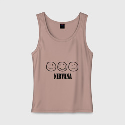Женская майка хлопок Nirvana logo - happy, dead, wink emoji