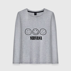 Женский лонгслив хлопок Nirvana logo - happy, dead, wink emoji