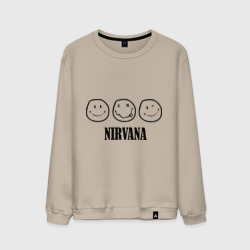 Мужской свитшот хлопок Nirvana logo - happy, dead, wink emoji