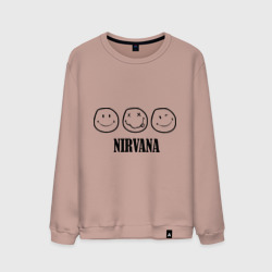 Мужской свитшот хлопок Nirvana logo - happy, dead, wink emoji