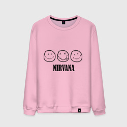 Мужской свитшот хлопок Nirvana logo - happy, dead, wink emoji