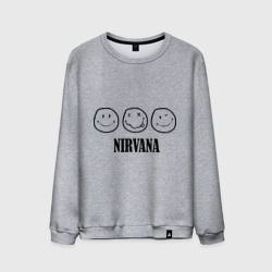 Мужской свитшот хлопок Nirvana logo - happy, dead, wink emoji