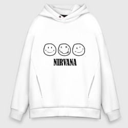 Мужское худи Oversize хлопок Nirvana logo - happy, dead, wink emoji