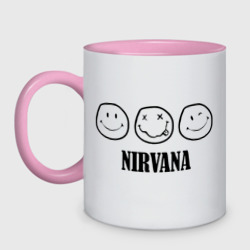 Кружка двухцветная Nirvana logo - happy, dead, wink emoji