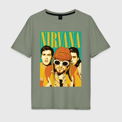 Мужская футболка хлопок Oversize Nirvana3, цвет авокадо