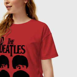 Женская футболка хлопок Oversize The Beatles - A Hard Day\'s Night - фото 2