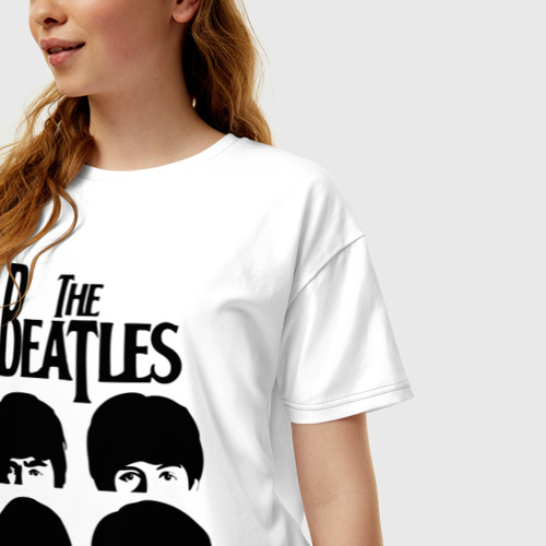 Женская футболка хлопок Oversize The Beatles - A Hard Day\'s Night, цвет белый - фото 3