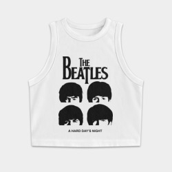 Женская укороченная майка-топ хлопок The Beatles - A Hard Day\'s Night