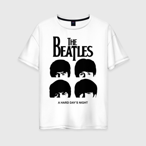 Женская футболка хлопок Oversize The Beatles - A Hard Day\'s Night, цвет белый