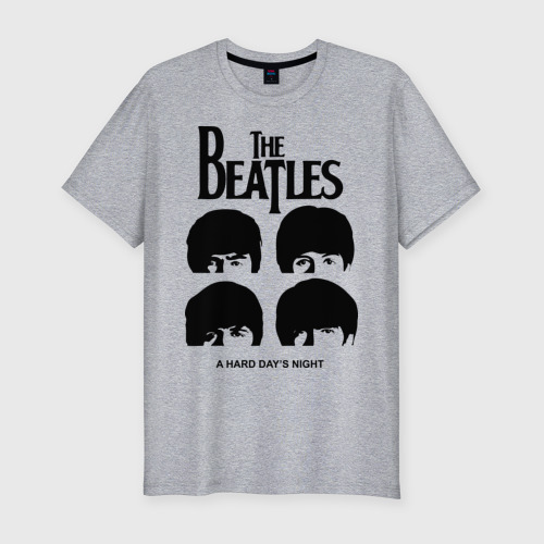 Мужская футболка хлопок Slim The Beatles - A Hard Day\'s Night, цвет меланж
