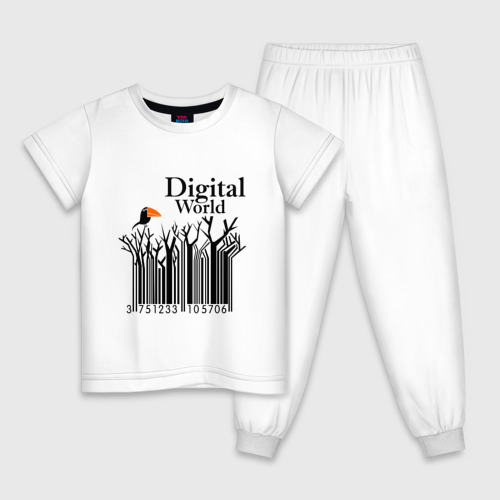 Детская пижама хлопок Digital World, цвет белый