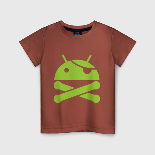 Детская футболка хлопок Android super user, цвет кирпичный