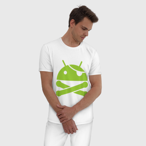 Мужская пижама хлопок Android super user, цвет белый - фото 3