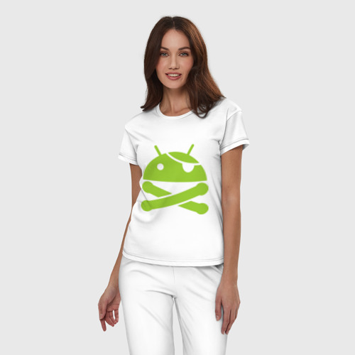 Женская пижама хлопок Android super user, цвет белый - фото 3