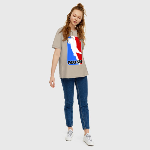 Женская футболка хлопок Oversize с принтом Mosh 1, вид сбоку #3