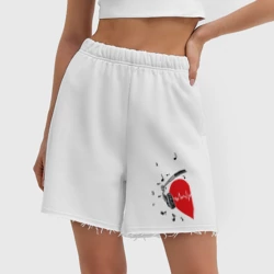 Женские шорты oversize футер хлопок Сердце в наушниках на двоих - фото 2