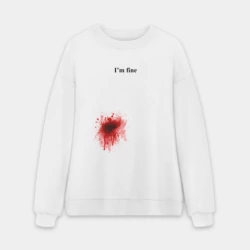Мужской свитшот oversize без начеса хлопок Im fine - кровь в боку, но я в порядке