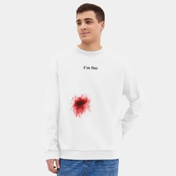 Мужской свитшот oversize без начеса хлопок Im fine - кровь в боку, но я в порядке - фото 2