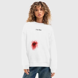 Женский свитшот oversize без начеса хлопок Im fine - кровь в боку, но я в порядке - фото 2