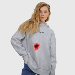 Женское худи Oversize хлопок Im fine - кровь в боку, но я в порядке - фото 2
