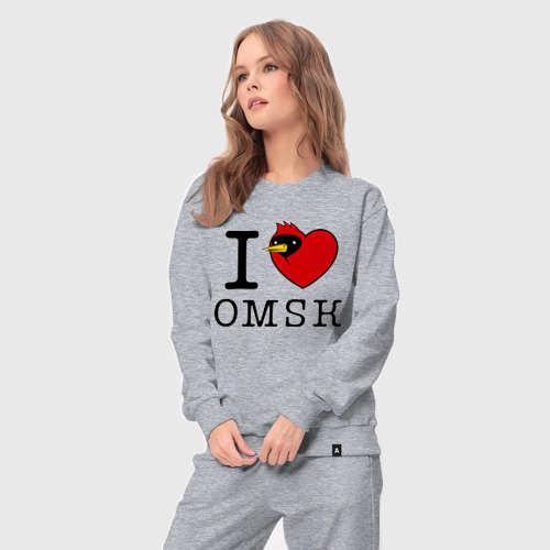 Женский костюм хлопок I love Omsk - Я люблю Омск, цвет меланж - фото 5