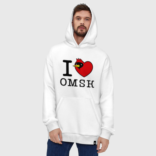 Худи SuperOversize хлопок I love Omsk - Я люблю Омск, цвет белый - фото 5