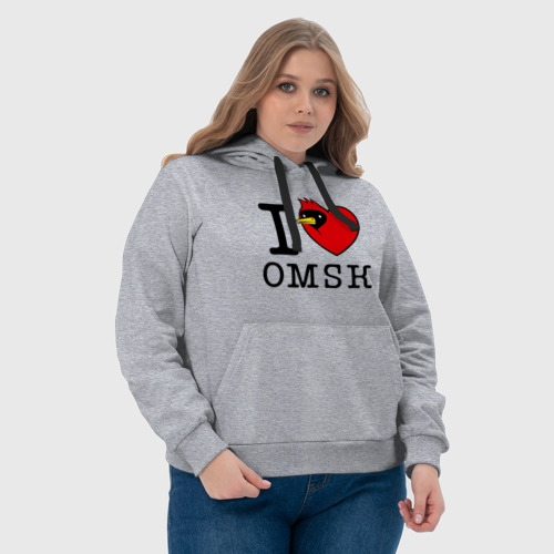 Женская толстовка хлопок I love Omsk - Я люблю Омск, цвет меланж - фото 6