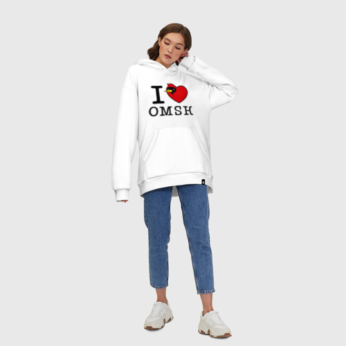 Худи SuperOversize хлопок I love Omsk - Я люблю Омск, цвет белый - фото 8