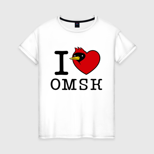 Женская футболка хлопок I love Omsk - Я люблю Омск